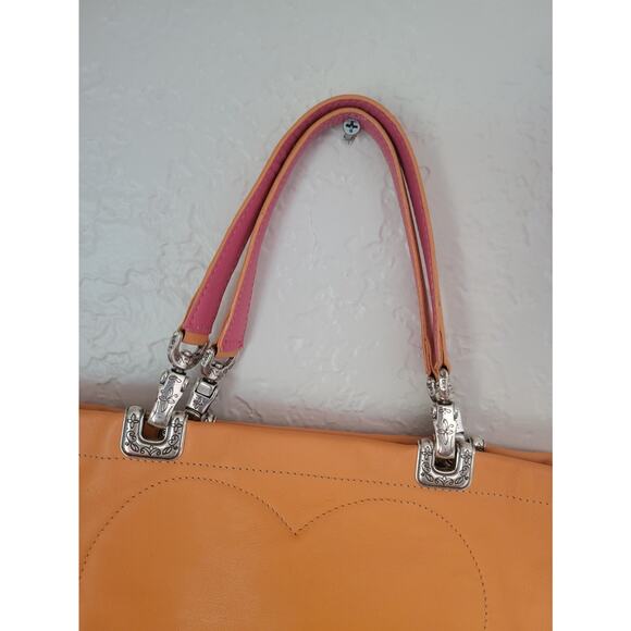 Brighton Jodi Leather Handbag Purse‎ Orange Reversible French Country Romantic - Picture 6 of 16